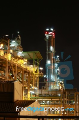 Petro And Chemical Plant - Night Scene Stock Photo