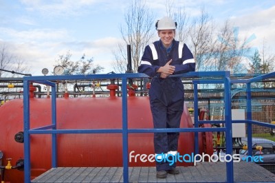 petrochemical engineer smiling Stock Photo