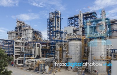 Petrochemical Plant Wit Blue Sky Stock Photo