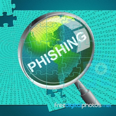 Phishing Magnifier Represents Malware Hacker And Hacked Stock Image