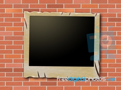 Photo Frames Indicates Blank Space And Brick-wall Stock Image