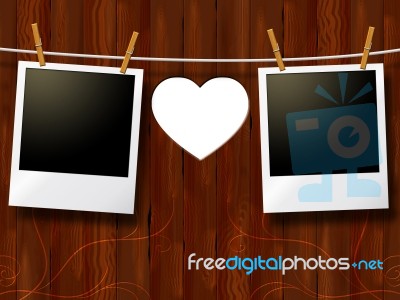 Photo Frames Indicates Valentine's Day And Heart Stock Image