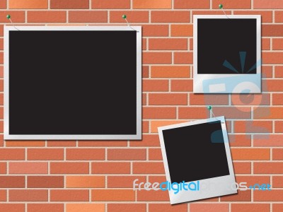 Photo Frames Means Empty Space And Brick-wall Stock Image Photo Frames Means Empty Space And Brick-wall Stock Image