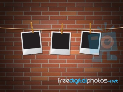 Photo Frames Represents Blank Space And Bricks Stock Image