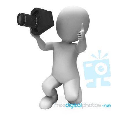 Photography Character Shows Photo Shoot Dslr And Photograph Stock Image