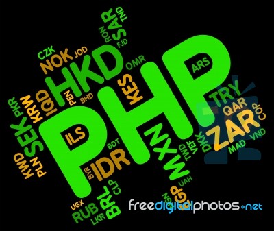 Php Currency Indicates Exchange Rate And Broker Stock Image