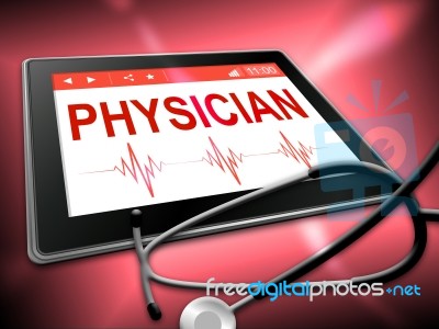 Physician Tablet Indicates General Practitioner And Md Stock Image
