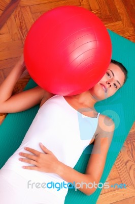 Physiotherapy Exercises With Bobath Ball Fitball Stock Photo
