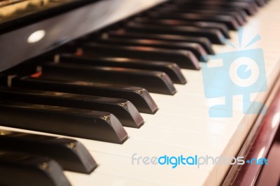 Piano Keyboard With Selective Focus Stock Photo