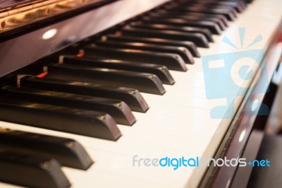 Piano Keyboard With Selective Focus Stock Photo