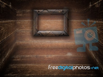 Picture Frame In Wood Room Stock Photo