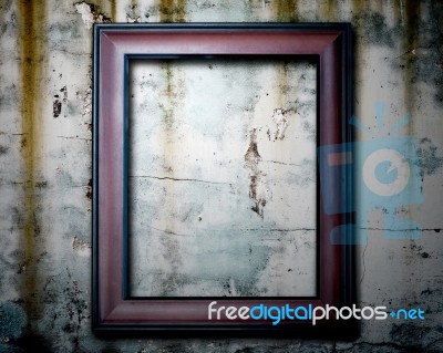 Picture Frame On Old Wall Stock Photo