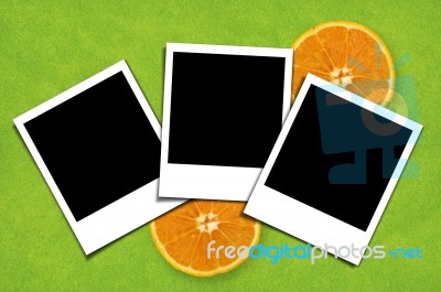 Picture Frame With Orange  Stock Image
