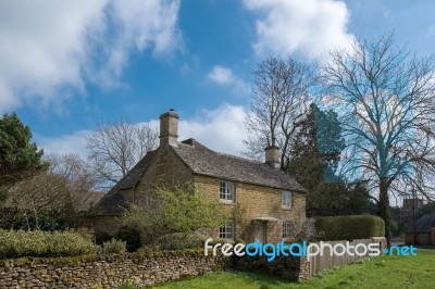 Picturesque Wyck Rissington Village In The Cotswolds Stock Photo