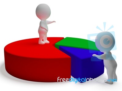 Pie Chart And 3d Characters Representing Statistics Report Stock Image