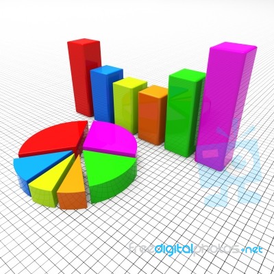 Pie Chart Shows Business Graph And Charting Stock Image