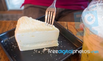 Piece Of Homemade Cheese Cake Stock Photo