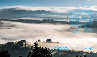 Pienza, Tuscany/italy - May 22 : Sunrise Over Val D