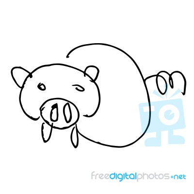 Pig Doodle Hand Drawn Stock Image