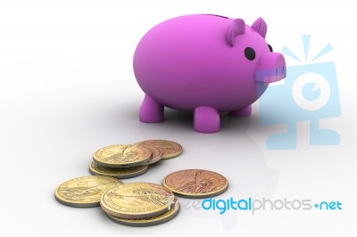 Piggy Bank And Dollar Stock Image