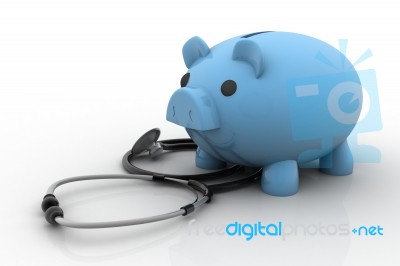 Piggy Bank And Stethoscope Stock Image
