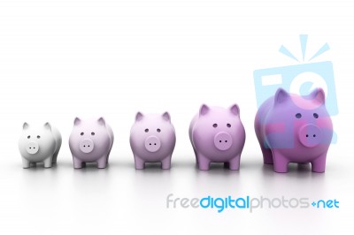 Piggy Bank In A Row Stock Image