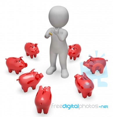 Piggybank Savings Represents Finances Wealth And Money 3d Render… Stock Image
