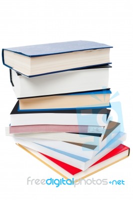 Pile Of Books Arranged Like A Tower Stock Photo