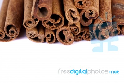 Pile Of Cinnamon Spice Quills Stock Photo