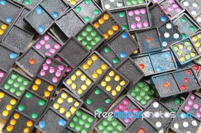 Pile Of Colorful Dominoes Stock Photo