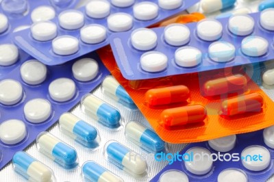 Pile Of Package Of Medicine Pill Stock Photo