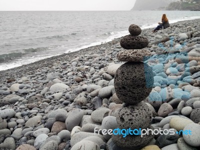 Pile Of Pebbles Balanced Stock Photo