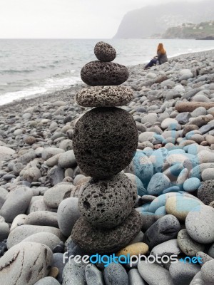 Pile Of Pebbles Balanced Stock Photo