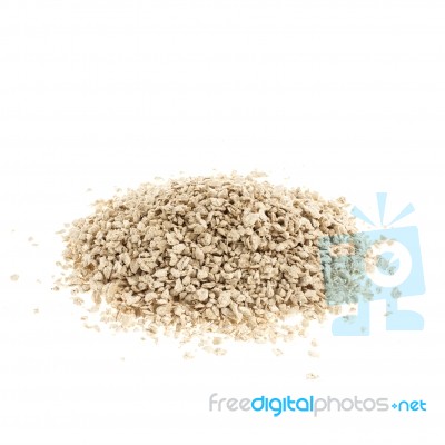 Pile Of Woody Lumps Litter Cat On A White Background Stock Photo