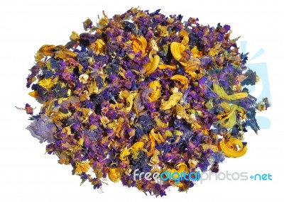 Pile With Dried Flowers Stock Photo