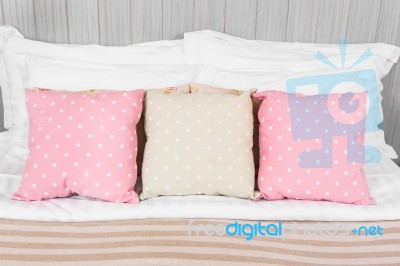 Pillow, Dot Color In The Bedroom Stock Photo