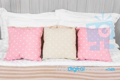 Pillow, Dot Color In The Bedroom Stock Photo