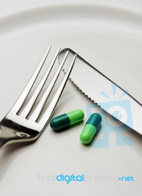 Pills On A Plate Stock Photo