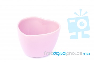 Pink Ceramic Bowl Isolated On White Background Stock Photo