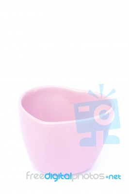 Pink Ceramic Bowl Isolated On White Background Stock Photo