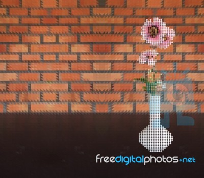 Pink Flower In Vase Stock Image