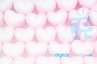 Pink Heart Shaped Marshmallows Stock Photo