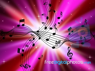 Pink Music Background Shows Musical Instruments And Brightness
 Stock Image
