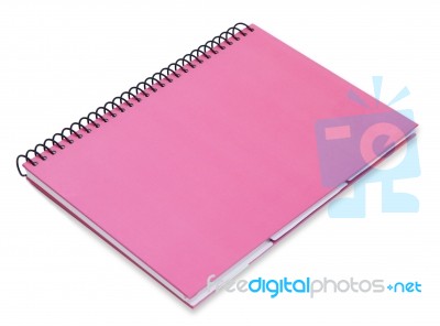 Pink Notebook Isolated On White Background Stock Photo