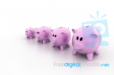 Pink Piggy Banks Increasing In Size Stock Image