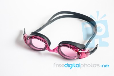 Pink Swim Goggles Isolated On White Background Stock Photo