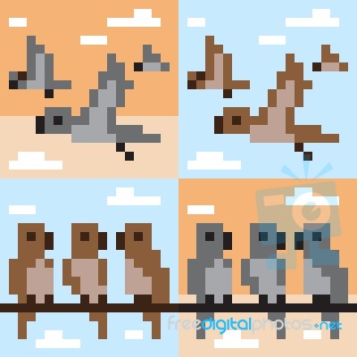 Pixel Art Bird Stock Image