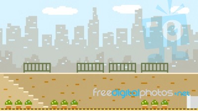 Pixel Art Cityscape Stock Image