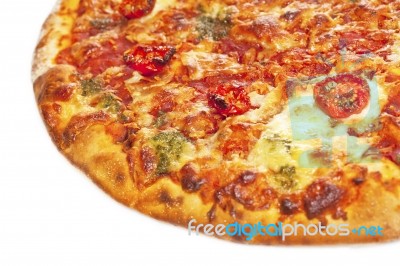 Pizza Margarita On White Background Stock Photo