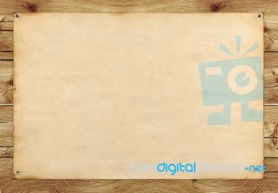 Plain Paper Board On Wood Plank Stock Image